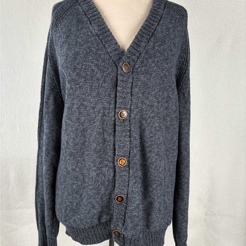 Men's Blue/Grey Knit Cardigan Sweater